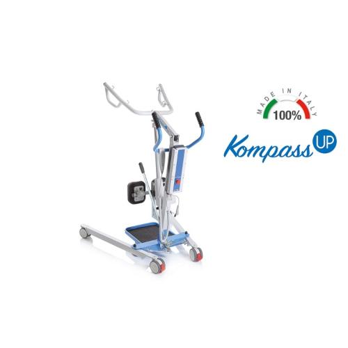 NOLEGGIO - VERTICALIZZATORE ELETTRICO (Portata max 180 kg) PER METTERE IN PIEDI E SPOSTARE I PAZIENTI - ATTUATORE LINAK - STRUTTURA IN ACCIAIO VERNICIATO - RUOTE PIROETTANTI (2 con freno) - BASE REGOLABILE IN LARGHEZZA -  STOP DI EMERGENZA