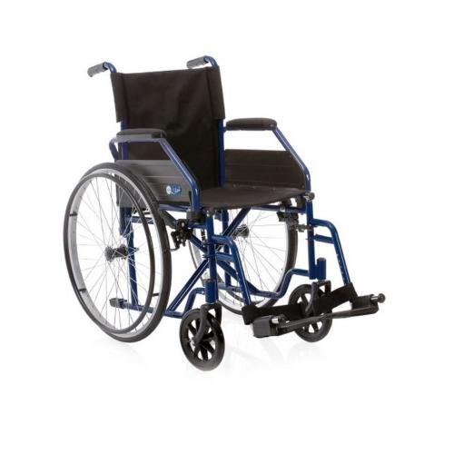 CARROZZINA START1 CON SEDUTA 48 cm - PIEGHEVOLE - SINGOLA CROCIERA - Portata MAX 120 kg - RUOTE POSTERIORI IN ALLUMINIO, CON GOMME IN PU SENZA CAMERA D'ARIA - RUOTE ANTERIORI IN PVC CON FORCELLA IN ACCIAIO - SEDUTA E SCHIENALE IN NYLON IMBOTTITO LAVABILE 