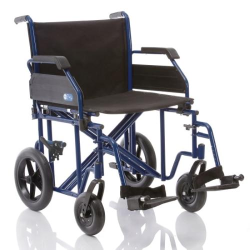 CARROZZINA PLUS GO CON SEDUTA 50 cm - PIEGHEVOLE CON DOPPIA CROCIERA A TRANSITO - BARIATRICA - RUOTE POSTERIORI PIENE IN PLASTICA - SEDUTA E SCHIENALE IN NYLON NERO IMBOTTITO LAVABILE 