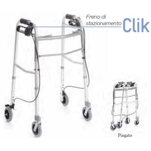 DEAMBULATORE PIEGHEVOLE IN ALLUMINIO CON 4 RUOTE E FRENO AZIONABILE A MANO - ALTEZZA REGOLABILE 80-98 cm - PORTATA MAX 130 kg - MANOPOLE IMBOTTITE 