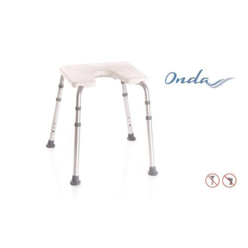 SEDILE PER DOCCIA CON SEDUTA AD U IN HDPE (Polietilene) - SENZA SCHIENALE - Dimensioni 50 x 46 - Seduta 48 x 33 cm - ALTEZZA REGOLABILE  H 41÷53,7 cm - Peso max supportato 110 kg