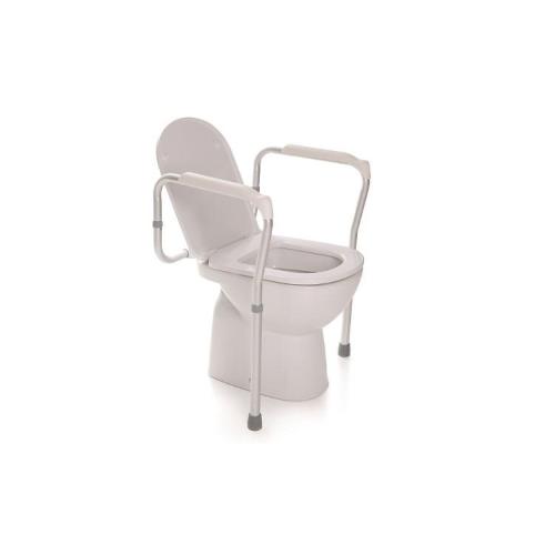 SOSTEGNO PER WC CON 2 GAMBE REGOLABILI IN ALTEZZA (58÷63 x 49 x h.70÷82,5 cm) - Peso max supp. 100 kg - Alluminio anodizzato - Ausilio per sedersi e alzarsi dal wc -  Adattabile ad ogni tipo di WC - Puntali in gomma antiscivolo