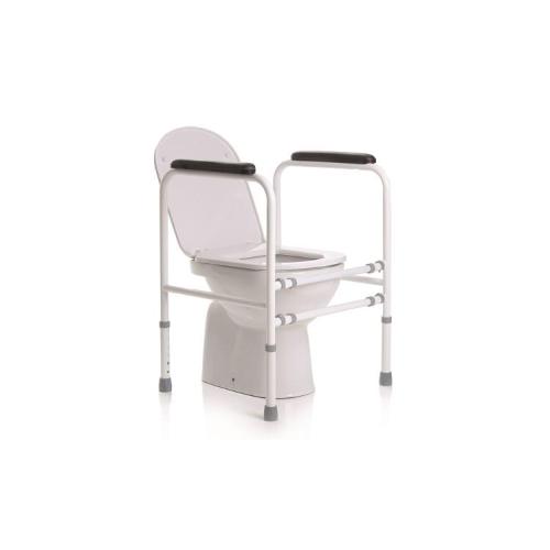 SOSTEGNO PER WC CON 4 GAMBE REGOLABILI IN ALTEZZA E BRACCIOLI IMBOTTITI (61÷69 x 43 x h. 66÷76 cm) - Portata max 100 kg - Acciaio verniciato - Regolabile in larghezza - Puntali antiscivolo