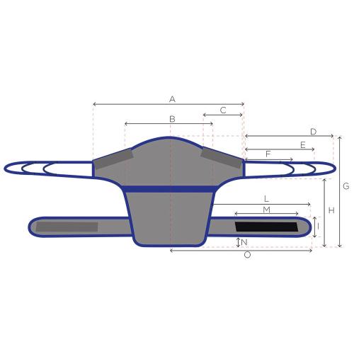 IMBRACATURA PER VERTICALIZZATORE MODELLO DORSALE - Realizzata e cucita interamente in tessuto, nastro e filo 100% poliestere - Tessuto antistrappo e altamente traspirante - IDEALE PER MODELLO MOR-RI830/835
