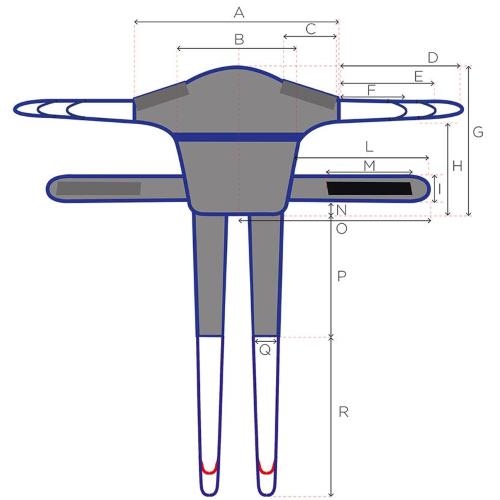 IMBRACATURA PER VERTICALIZZATORE MODELLO PELVICA - Realizzata e cucita interamente in tessuto, nastro e filo 100% poliestere - Tessuto antistrappo e altamente traspirante - IDEALE PER MODELLO MOR-RI830/835
