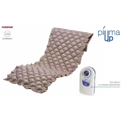 PIUMA UP - KIT ANTIDECUBITO A CICLO ALTERNATO - COMPRESSORE CON REGOLAZIONE E MATERASSO (90 x 200 x h. 7,6 cm) 130 CELLE - BOLLE IN PVC E RISVOLTO DA 50 CM - TEMPO DI CICLO 6 MIN. - PER PIAGHE DA DECUBITO DI PRIMO STADIO