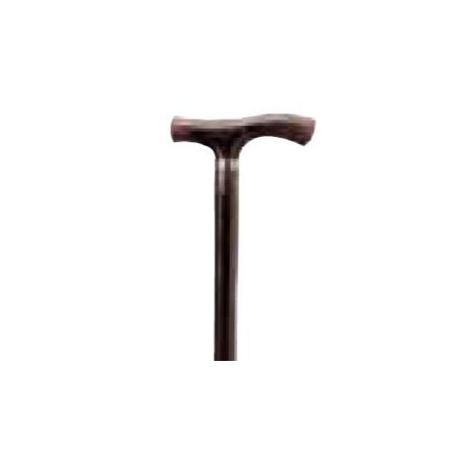 BASTONE DA DONNA IN LEGNO DI FAGGIO NATURALE CON MANICO A "T" - ANELLO CROMATO - lunghezza 92 cm