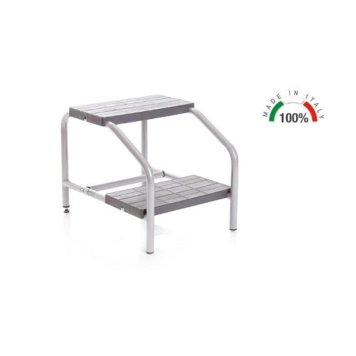 PREDELLINO A 2 GRADINI ANTISCIVOLO IN ACCIAIO VERNICIATO (Portata max: 150 kg)