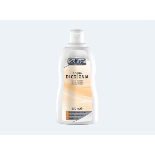 ACQUA DI COLONIA (500 ml) - A BASSA GRADAZIONE ALCOLICA (5%) - SENZA PARABENI, FRESCA E AGRUMATA, DERMATOLOGICAMENTE TESTATA - DA UTILIZZARE DOPO LA PULIZIA QUOTIDIANA - SOFFISOF SOLUTION 