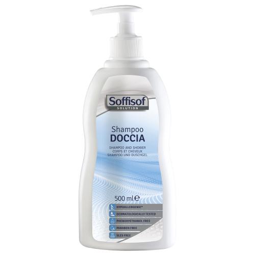 SHAMPOO-DOCCIA (500 ml) SENZA PARABENI (pH 5/5,5) - NON AGGRESSIVO E DERMATOLOGICAMENTE TESTATO - IDEALE PER LE PELLI SENSIBILI - SOFFISOF SOLUTION