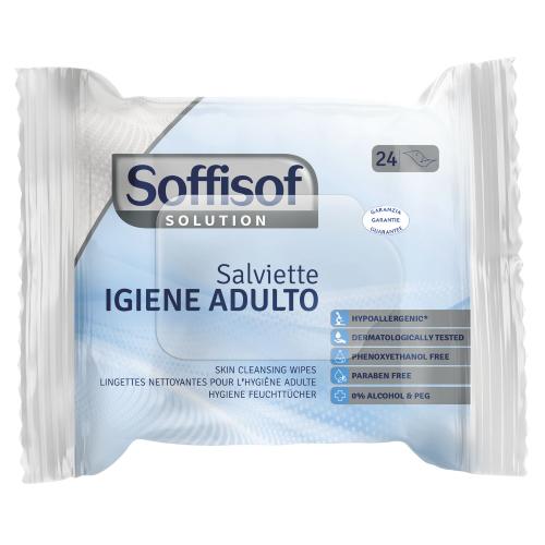SALVIETTE DETERGENTI E IDRATANTI - 24 PZ - RISCALDABILI NEL MICROONDE - PER PELLI SENSIBILI E DELICATE CON ESTRATTO DI CAMOMILLA E ALOE VERA - IDEALE PER PAZIENTI ALLETTATI - SOFFISOF SOLUTION