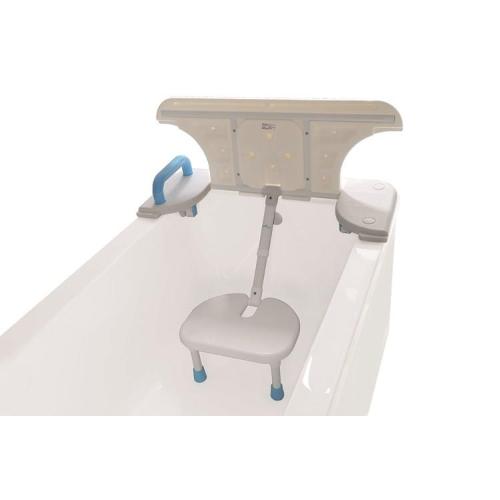 SEDILE/TAVOLA PER VASCA DA BAGNO IN POLIETILENE IN PE - SEDUTA RIBALTABILE - STRUTTURA IN ALLUMINIO VERNICIATO - DOTATO DI MANIGLIA E FERMI ANTISCIVOLO