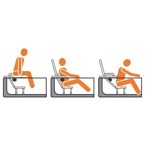 SEDILE/TAVOLA PER VASCA DA BAGNO IN POLIETILENE IN PE - SEDUTA RIBALTABILE - STRUTTURA IN ALLUMINIO VERNICIATO - DOTATO DI MANIGLIA E FERMI ANTISCIVOLO