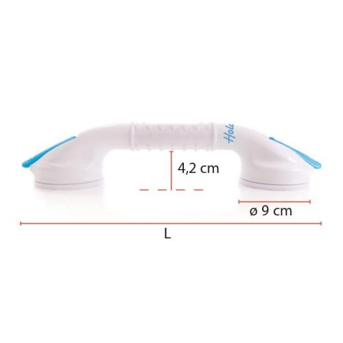 MANIGLIA A VENTOSA 50 cm - FACILI E VELOCI DA MONTARE - UTILIZZABILI SIA ORIZZONTALMENTE CHE VERTICALMENTE - IDEALE PER PERSONE CON DIFFICOLTA' NELL'ALZARSI E SEDERSI SUL WC