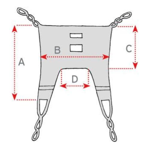 Imbracatura standard in rete (Taglia S) per sollevamalati SENZA POGGIATESTA  (Portata max 250 kg) - Testata da istituto accreditato nel rispetto dei requisiti previsti dalla norma tecnica UNI EN ISO 10535.
