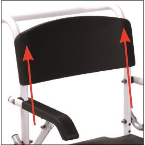 COMODA (seduta 46cm - LARGHEZZA 49) PER WC E DOCCIA IN ALLUMINIO VERNICIATO - CON BRACCIOLI RIBALTABILI E PEDANE RIBALTABILI GIREVOLI, ESTRAIBILI CON POGGIAPIEDI REGOLABILI IN ALTEZZA - 4 RUOTE PIROETTANTI