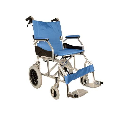CARROZZINA ALLUMINIO TRAVEL - azzurra -  seduta 46 cm - - struttura a doppio incrocio - ultra leggera