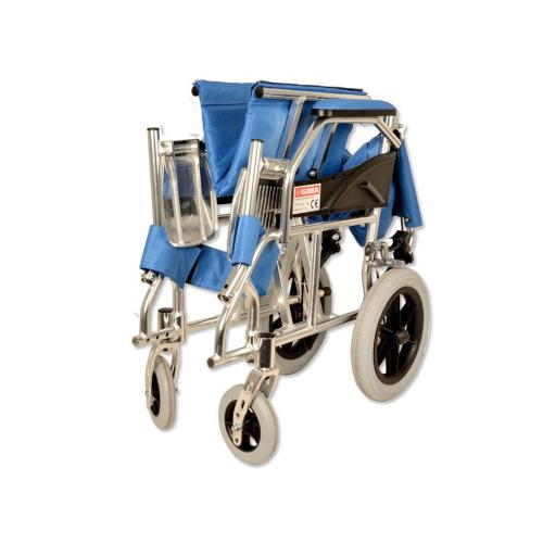 CARROZZINA ALLUMINIO TRAVEL - azzurra -  seduta 46 cm - - struttura a doppio incrocio - ultra leggera