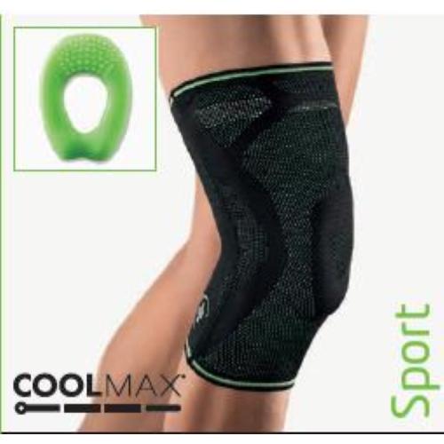 GINOCCHIERA SPORT - TG. 1 (S) - (Circonf. polpaccio 26 - 29cm) - (Circonf. coscia 32 - 36 cm) - Ginocchiera per la compressione dei tessuti molli con pelotta in silicone