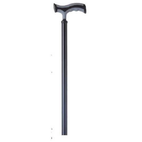 BASTONE REGOLABILE IN ALLUMINIO (Nero) CON PUNTALE BASE LARGA - MANICO A "T" - ALTEZZA REGOLABILE 74-97 cm - PORTATA MAX 110 kg
