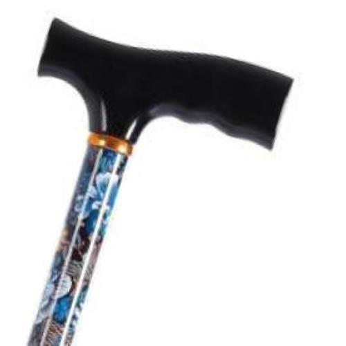 BASTONE REGOLABILE CON MOTIVO FLOREALE (Alluminio) CON MANICO A "T" - ALTEZZA REGOLABILE 68-90.5cm - PORTATA MAX 100kg - CON IMPUGNATURA IN LEGNO E PUNTALI ANTISCIVOLO - IN ALLUMINIO