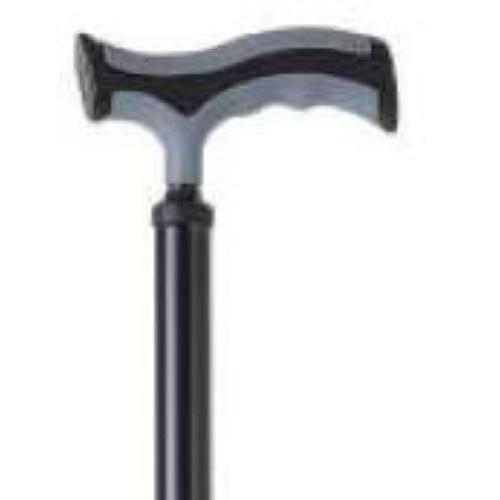 BASTONE REGOLABILE IN ALLUMINIO (Nero) CON PUNTALE STANDARD - MANICO A "T" - ALTEZZA REGOLABILE 72-95 cm - PORTATA MAX 110 kg