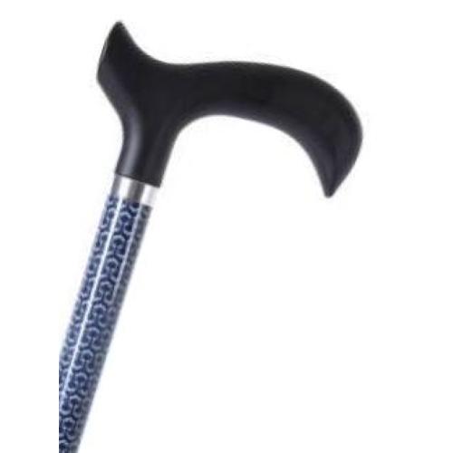 BASTONE REGOLABILE IN ALLUMINIO CON MOTIVO OPTICAL BLU CON MANICO DERBY - ALTEZZA REGOLABILE 68-90.5cm - PORTATA MAX 100kg - CON IMPUGNATURA IN PVC E PUNTALI ANTISCIVOLO