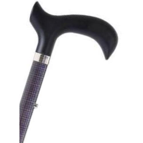 BASTONE REGOLABILE IN ALLUMINIO CON MOTIVO QUADRETTI CON MANICO DERBY - ALTEZZA REGOLABILE 68-90.5cm - PORTATA MAX 100kg - CON IMPUGNATURA IN PVC E PUNTALI ANTISCIVOLO