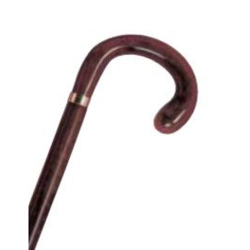 BASTONE (F) IN LEGNO DI FAGGIO NATURALE CON MANICO CURVO E ANELLO METACRILATO - lunghezza 92 cm - DA DONNA