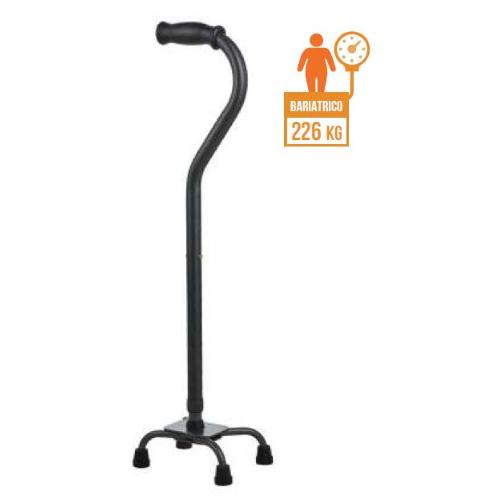 QUADRIPODE BARIATRICO A BASE STRETTA CON MANICO APERTO - ALTEZZA REGOLABILE 74-97 cm - PORTATA MAX 226kg - IMPUGNATURA ANATOMICA - CON PUNTALI ANTISCIVOLO IN GOMMA MORBIDA - STRUTTURA IN ACCIAIO