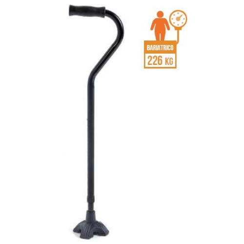 BASTONE BARIATRICO REGOLABILE IN ACCIAIO CON PUNTALE BASE LARGA - MANICO APERTO - ALTEZZA REGOLABILE 74-97 cm - PORTATA MAX 226 kg