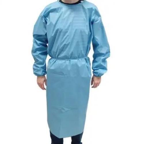 CAMICE CON POLSINO IN MAGLINA (30 gr.) (Azzurro) MONOUSO - NON STERILE - (TNT IN POLIPROPILENE PP) Allacciatura con cintura in vita