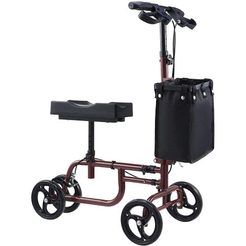 ROLLATORE PER GINOCCHIO CON IMBOTTITURA REGOLABILE PIEGHEVOLE - telaio in acciaio - port. max 135kg - ginocchiera regolabile da 47-60 centimetri e il manubrio da 88-112 cm