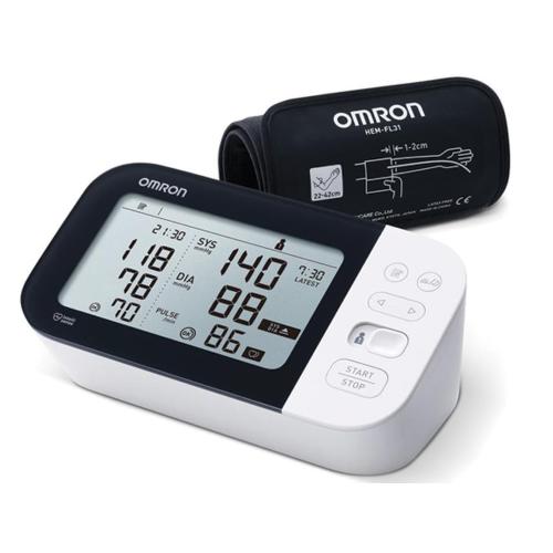 OMRON M7 INTELLI IT - HEM-7361T-EBK con bracciale Intelli Wrap 22-42 cm, Clinicamente validato, Rilevatore battito irregolare: AFib, Connessione App/Bluetooth