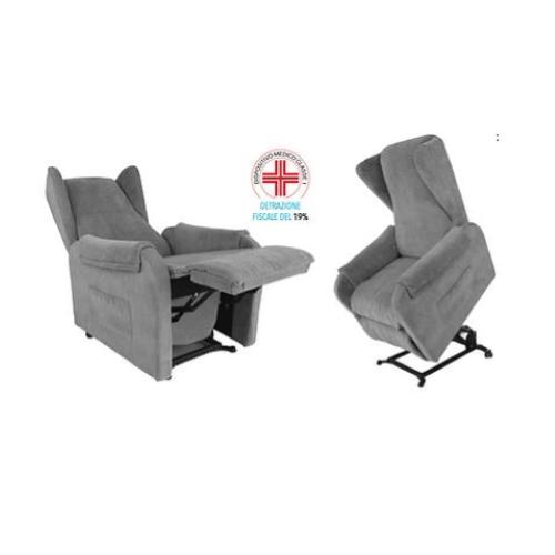 FIOR - POLTRONA RELAX (Beige) - 2 MOTORI + LIFT - SCHIENALE CON ORECCHIE - ROLLER SYSTEM - TESSUTO IDROREPELLENTE ANTIMACCHIA