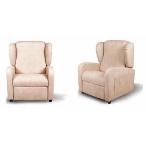 NAD XXL2 -PORT. MAX 160KG -  POLTRONA RELAX (Beige) - 2 MOTORI - SEDUTA MORBIDA - TESSUTO  COLORE 20 (BEIGE) SCHIENALE CON ORECCHIE - RUOTE CON FRENO