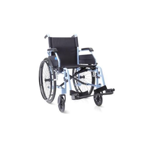 CARROZZINA HELIOS SMART - SEDUTA 46 CM - PORTATA MAX 120 KG - Carrozzina leggera pieghevole ad autospinta - Telaio in alluminio; singola crociera; bracciolo ribaltabile ed estraibile; ruote posteriori antiforatura da 24"; sgancio rapido