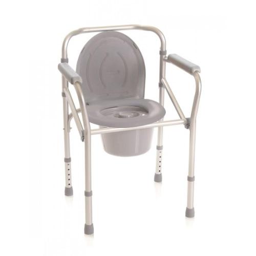 COMODA PER DOCCIA PIEGHEVOLE CON BRACCIOLI E PUNTALI ANTISCIVOLO CON SECCHIO - 4 FUNZIONI IN 1 - REGOLABILE IN ALTEZZA da 46 a 56 cm, Dimensioni: 50 x 43 x 64÷74 cm Portata max: 130kg