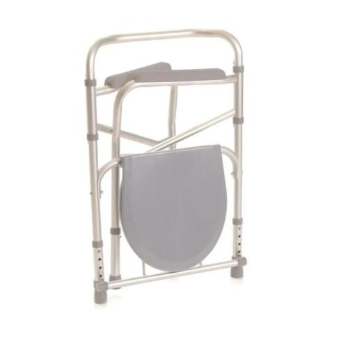 COMODA PER DOCCIA PIEGHEVOLE CON BRACCIOLI E PUNTALI ANTISCIVOLO CON SECCHIO - 4 FUNZIONI IN 1 - REGOLABILE IN ALTEZZA da 46 a 56 cm, Dimensioni: 50 x 43 x 64÷74 cm Portata max: 130kg