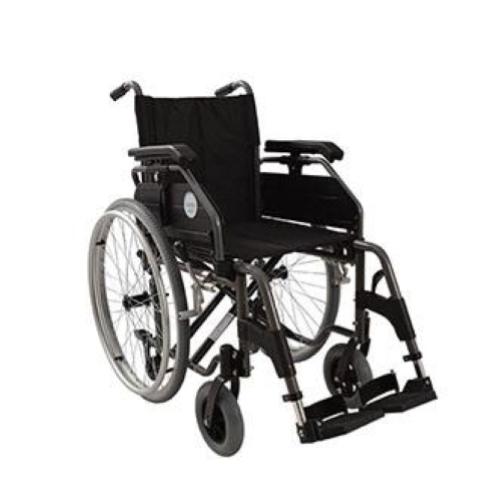 CARROZZINA EASY LIGHT AUTOSPINTA (Seduta 40 cm) (colore grigio) - Doppia crociera - Braccioli regolabili - Rivestimento in Nylon lavabile - Ruotine per passaggi stretti di serie