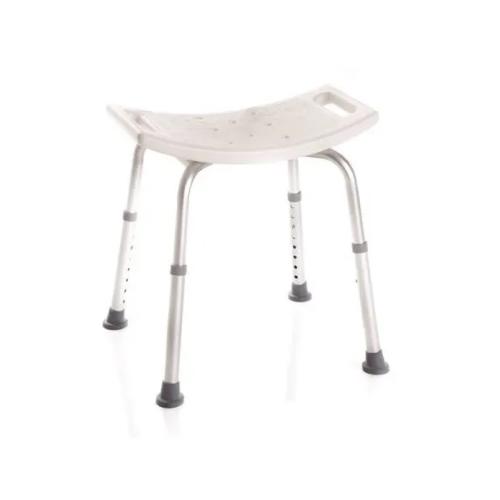SEDILE PER DOCCIA SENZA SCHIENALE CON SEDUTA IN HDPE (Polietilene) E GAMBE CON PUNTALI ANTISCIVOLO - Dimensioni 46 x 46 cm - Seduta L:51 x P:31 - ALTEZZA  H 45÷62,8 cm - Portata max 136 kg