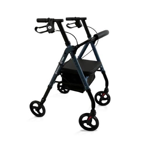 ROLLATORE PIEGHEVOLE IN ALLUMINIO VERNICIATO - DOPPIA REGOLAZIONE - 4 RUOTE - SEDUTA IMBOTTITA - SCHIENALE RIBALTABILE ED ESTRAIBILE - BORSA PORTAOGGETTI IN TESSUTO - IMPUGNATURE ANATOMICHE REGOLABILI IN ALTEZZA