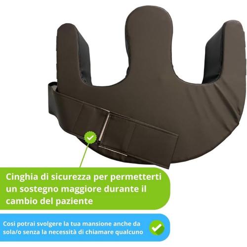 CUSCINO GIRA PAZIENTE OSPEDALIERO (L: 47 x P:40 x H: 13 cm) Rivestimento asportabile IN ECOPELLE SANIFICABILE - Due maniglie laterali e cinghia di fissaggio - Facilita le manovre di rotazione del paziente