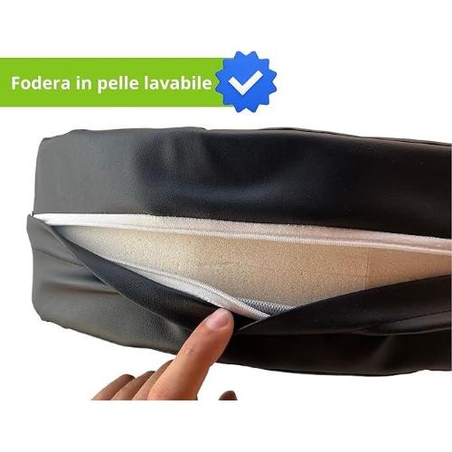 CUSCINO GIRA PAZIENTE OSPEDALIERO (L: 47 x P:40 x H: 13 cm) Rivestimento asportabile IN ECOPELLE SANIFICABILE - Due maniglie laterali e cinghia di fissaggio - Facilita le manovre di rotazione del paziente