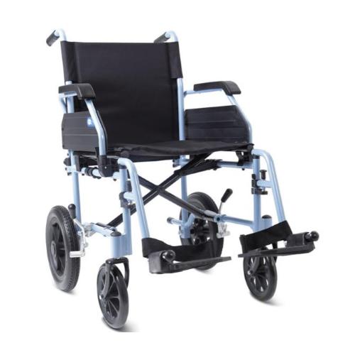 CARROZZINA HELIOS SMART GO - SEDUTA 48 CM - PORTATA MAX 120 KG - Carrozzina leggera pieghevole da transito - Telaio in alluminio; singola crociera; bracciolo ribaltabile ed estraibile; ruote posteriori antiforatura da 12"; ruote anteriori in PVC da 8"