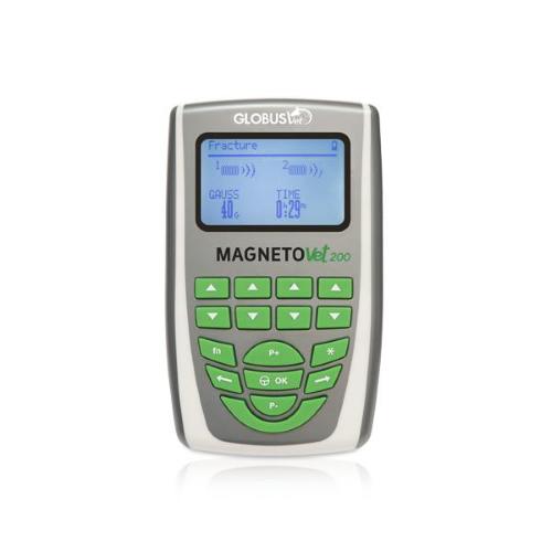MagnetoVet 200 - 2 canali - 200 Gauss medi per canale - Duty Cycle: Da 5% a 50% a step di 5 - Frequenza regolabile da 5 a 200 Hz - Alimentazione: rete, (batteria opzionale) - Apparecchio per magnetoterapia con programmi specifici per cane, gatto e cavallo